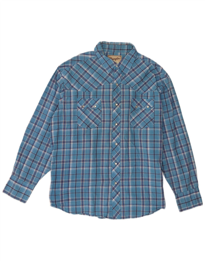 Wrangler Mens Shirt 2XL Blue Check Cotton