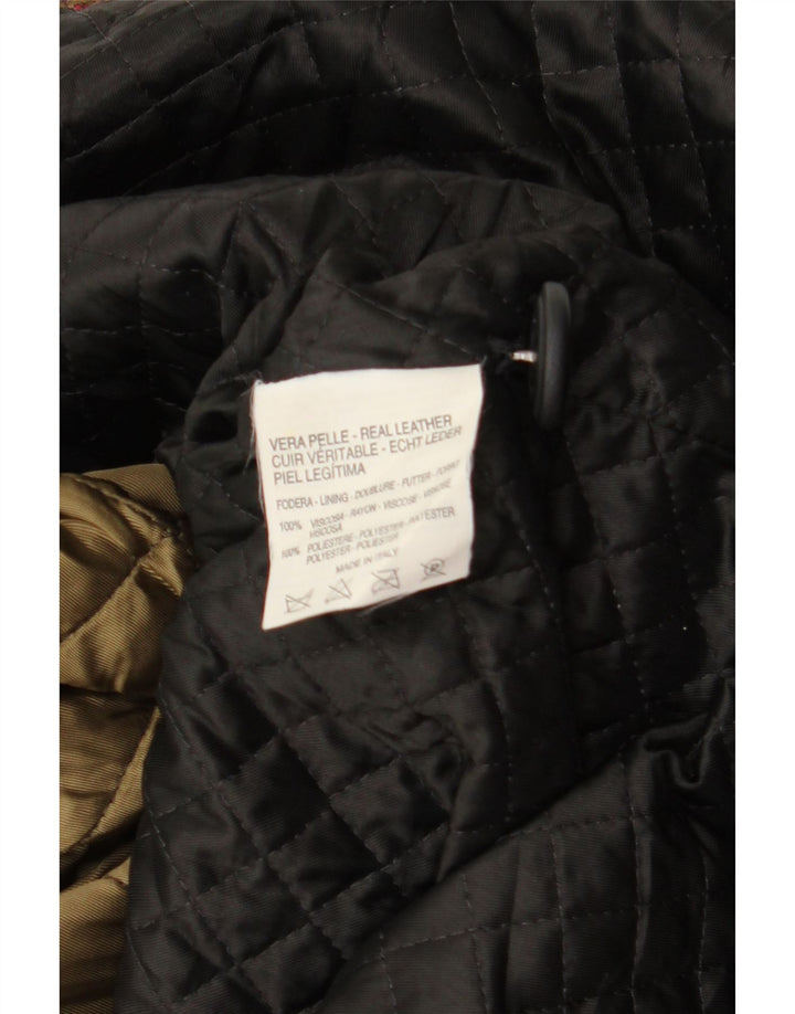 VINTAGE Womens Leather Coat UK 18 XL Black Leather