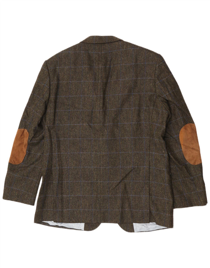Barbour Mens 2 Button Blazer Jacket UK 44 Large Green Check Wool