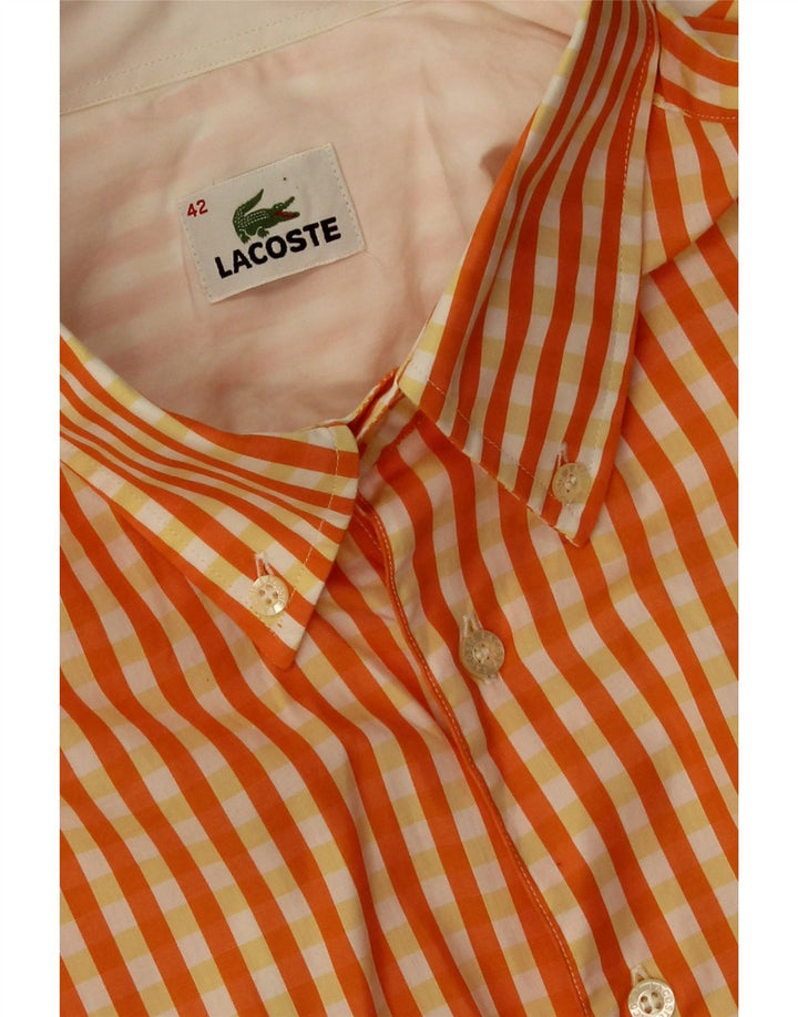 Lacoste Mens Shirt Size 42 Large Orange Gingham