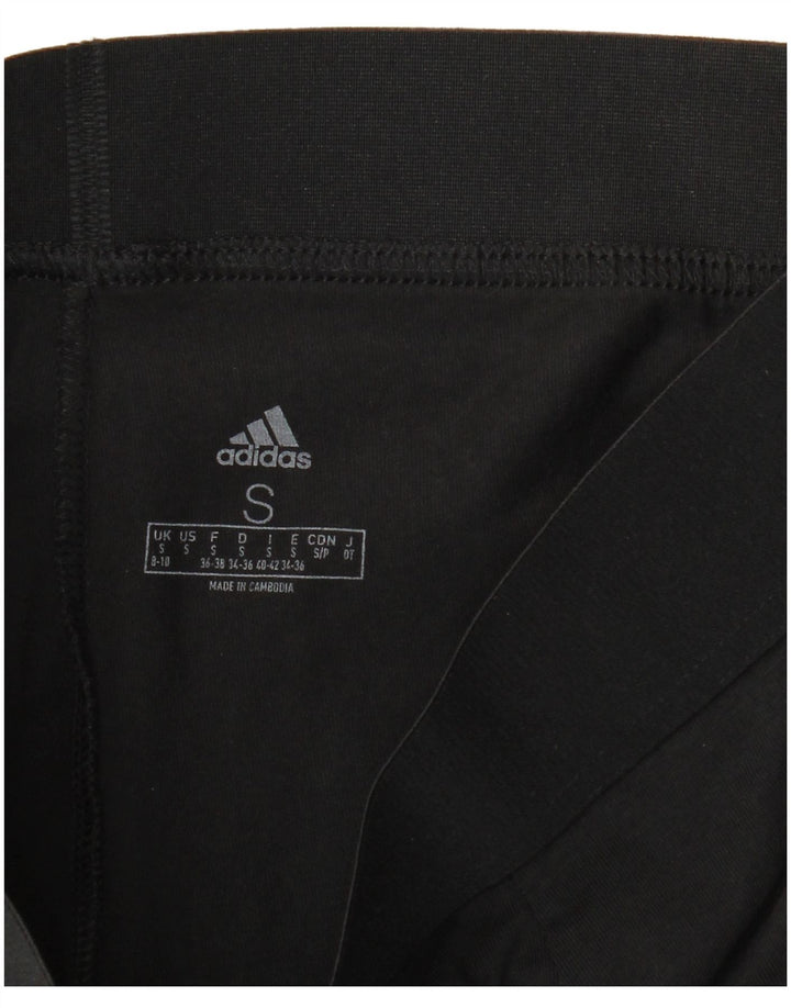 ADIDAS Womens Graphic Leggings UK 8/10 Small  Black Floral