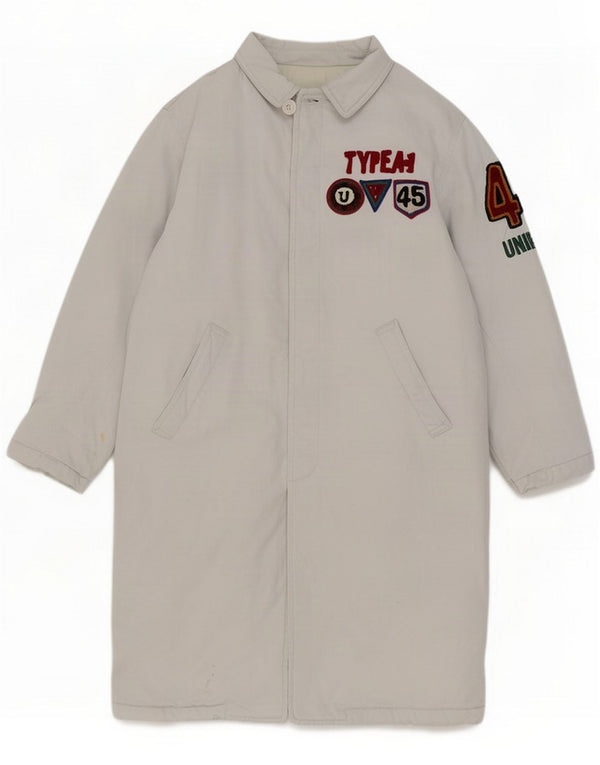 Uniform Womens Graphic Padded Coat UK 12 Medium White Cotton