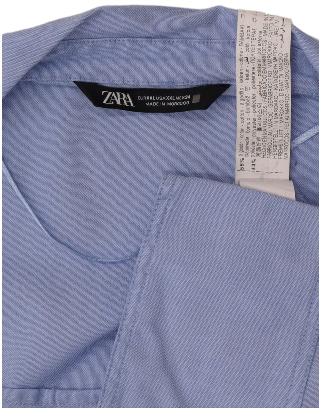Zara Womens Shirt UK 20 2XL Blue Cotton Classic