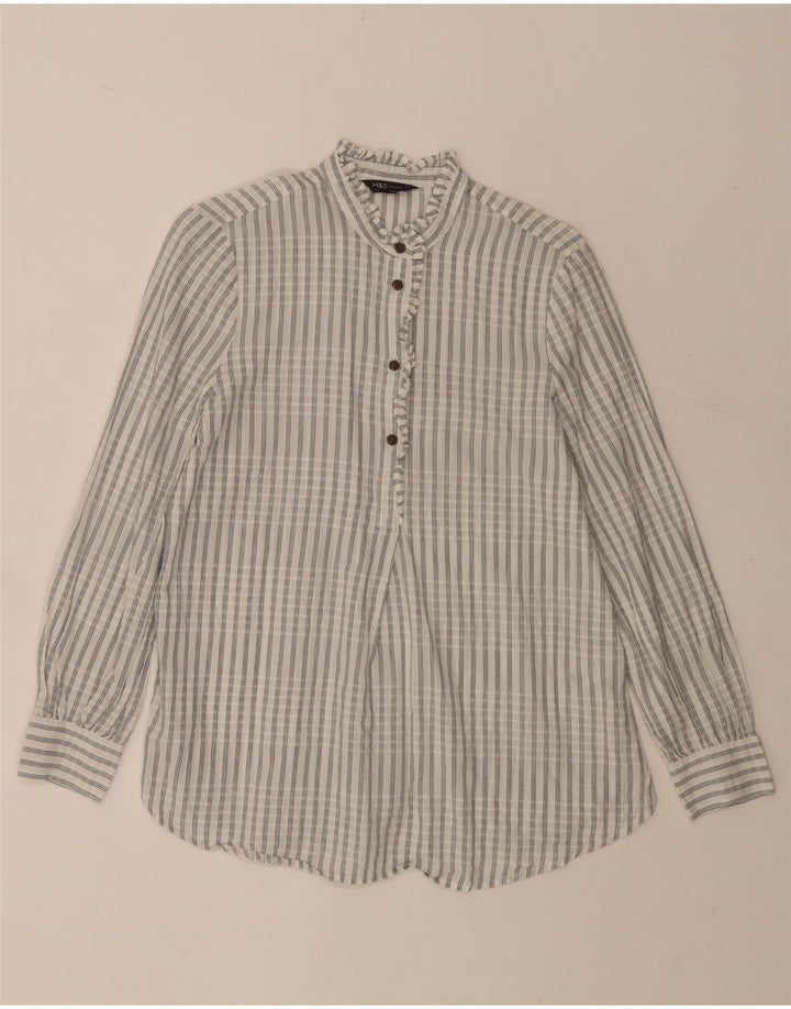 Marks & Spencer Womens Oversized Pullover Shirt UK 8 Small White Check