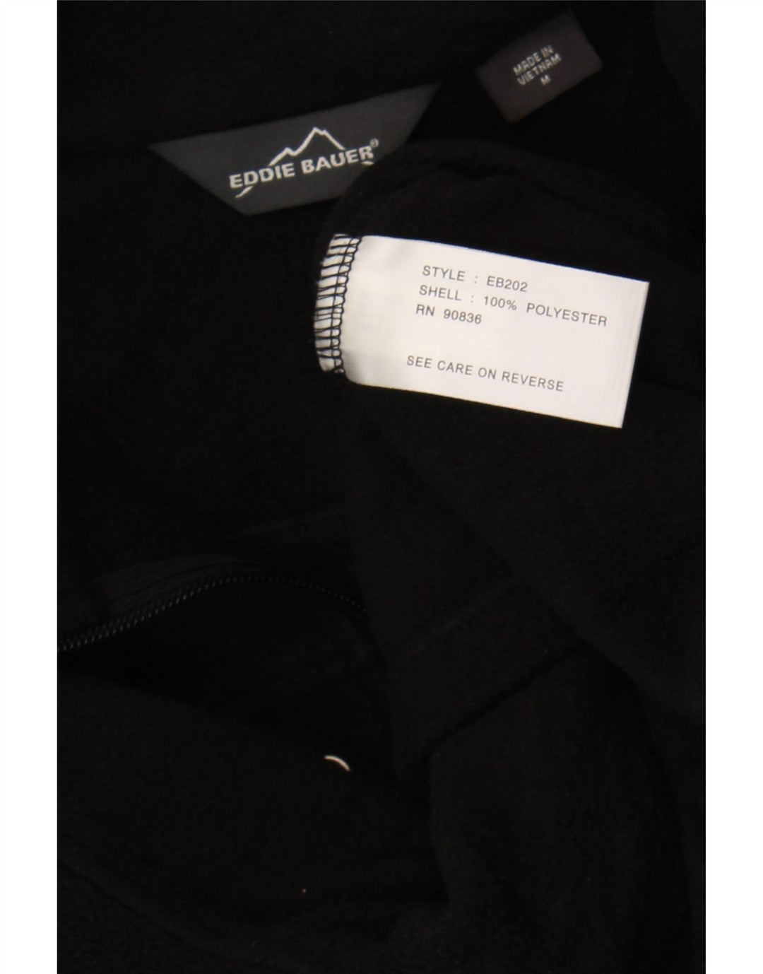 Eddie Bauer Mens Zip Neck Fleece Jumper Medium Black Polyester