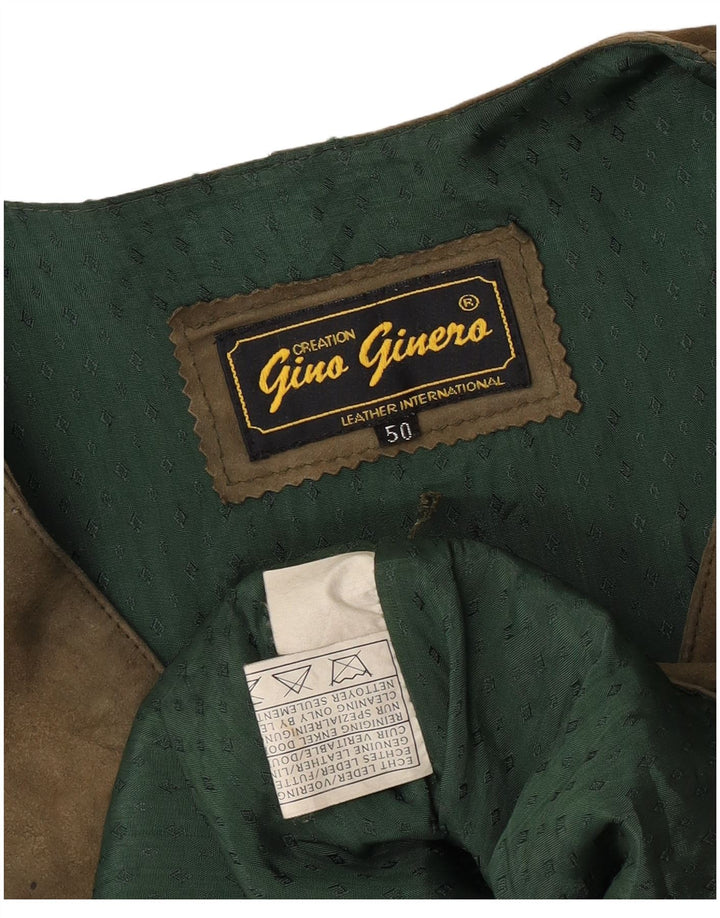 Vintage Mens Suede Waistcoat IT 50 Medium Khaki Leather