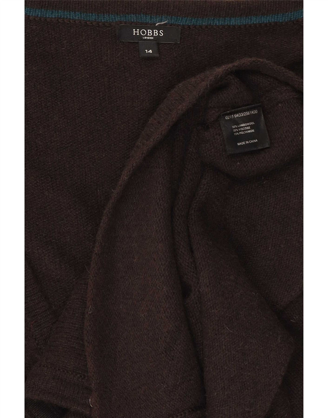 Hobbs Womens Cardigan Sweater UK 14 Medium Brown Lambswool