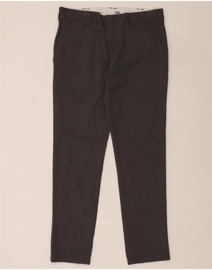 DICKIES Mens Slim Fit Chino Trousers W32 L32 Grey Polyester