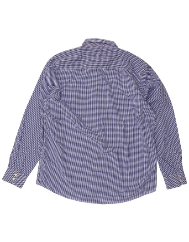 Pierre Cardin Mens Regular Fit Shirt 2XL Blue Gingham Polyester