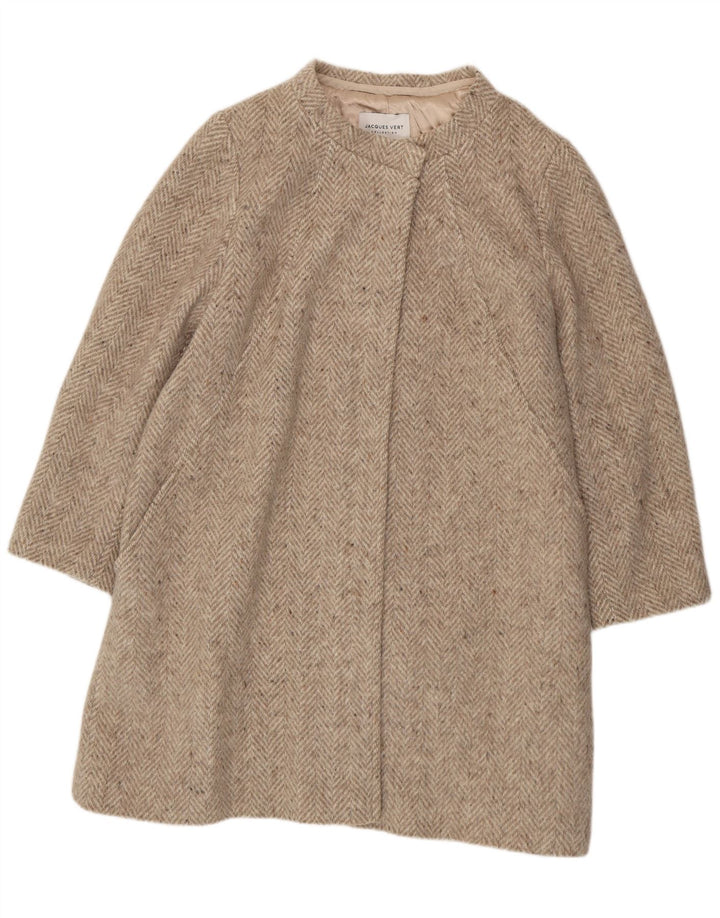 JACQUES VERT Womens Overcoat UK 20 XL Grey Herringbone Wool