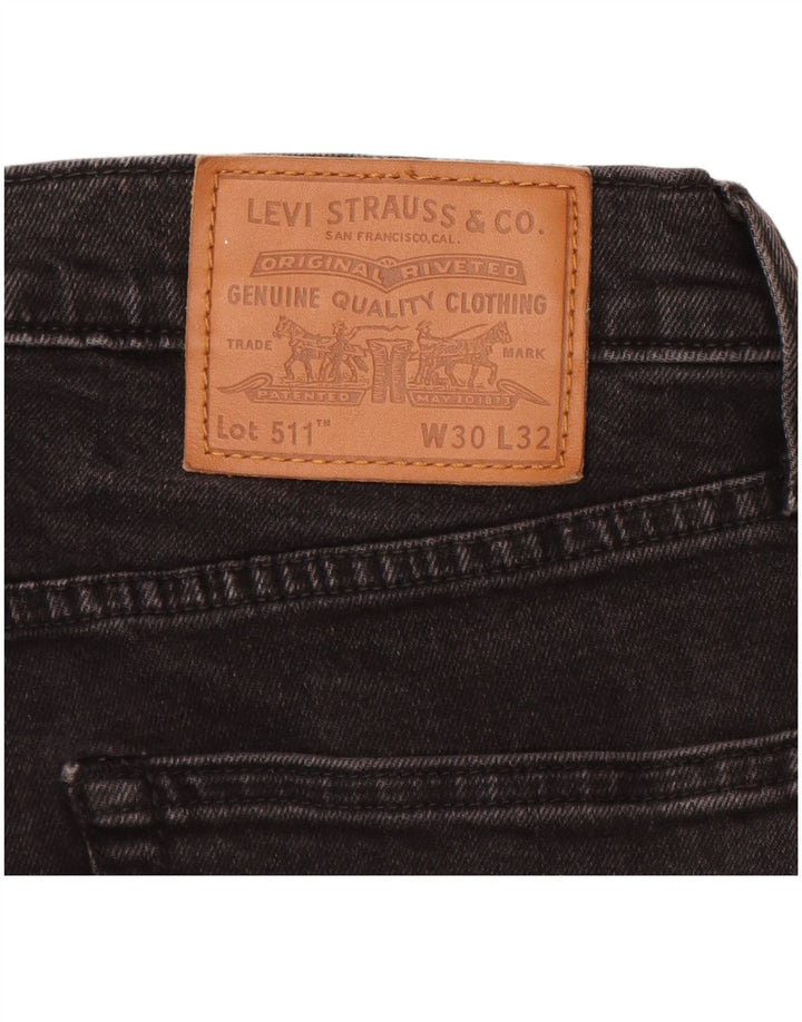 LEVI'S Mens 511 Slim Jeans W30 L32 Black Cotton