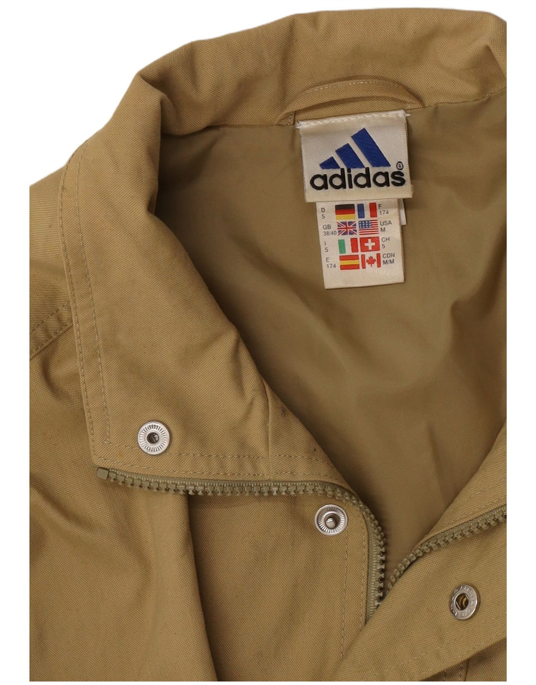 Adidas Mens Loose Fit Bomber Jacket UK 38/40 Medium Beige Cotton