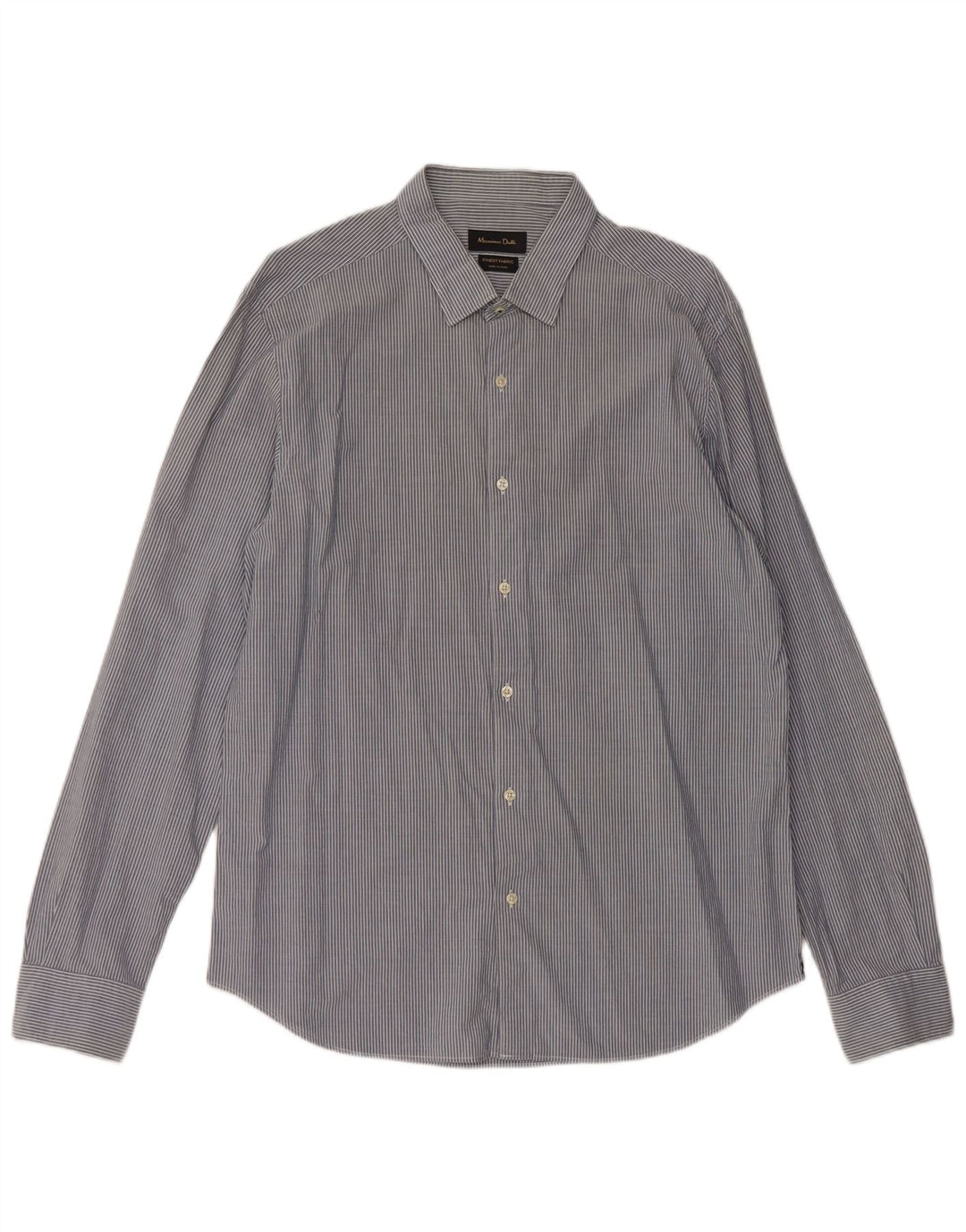 MASSIMO DUTTI Mens Shirt XL Blue Striped Cotton