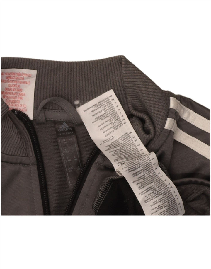 ADIDAS Boys Tracksuit Top Jacket 13-14 Years Grey Colourblock Polyester