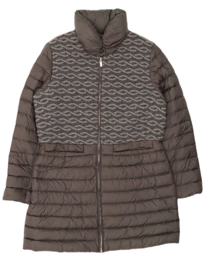 Geox Womens Padded Coat UK 16 Large Grey Geometric Polyamide
