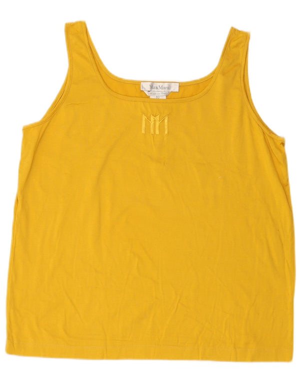 MAX MARA Womens Vest Top UK 18 XL Yellow Cotton