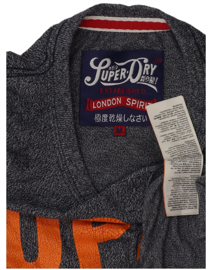 SUPERDRY Mens Graphic T-Shirt Top Medium Navy Blue Cotton