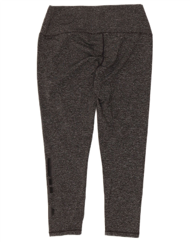 FILA Womens Graphic Capri Leggings UK 10 Small  Grey Pinstripe Polyester