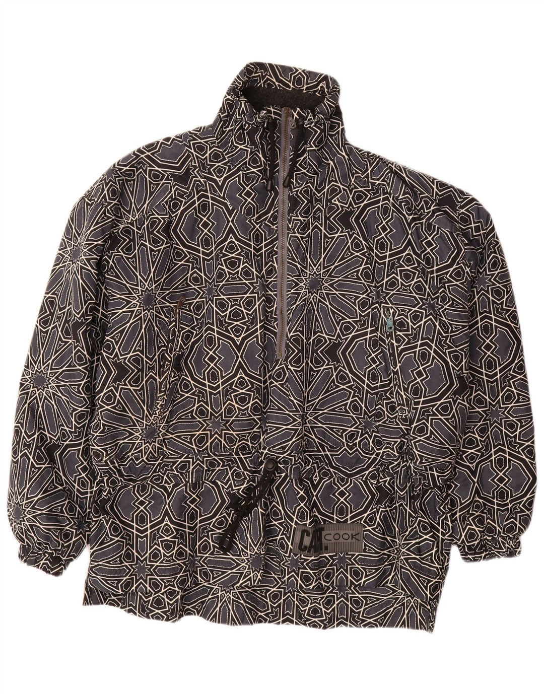 CAPT. COOK Mens Graphic Anorak Jacket UK 42 XL Grey Geometric
