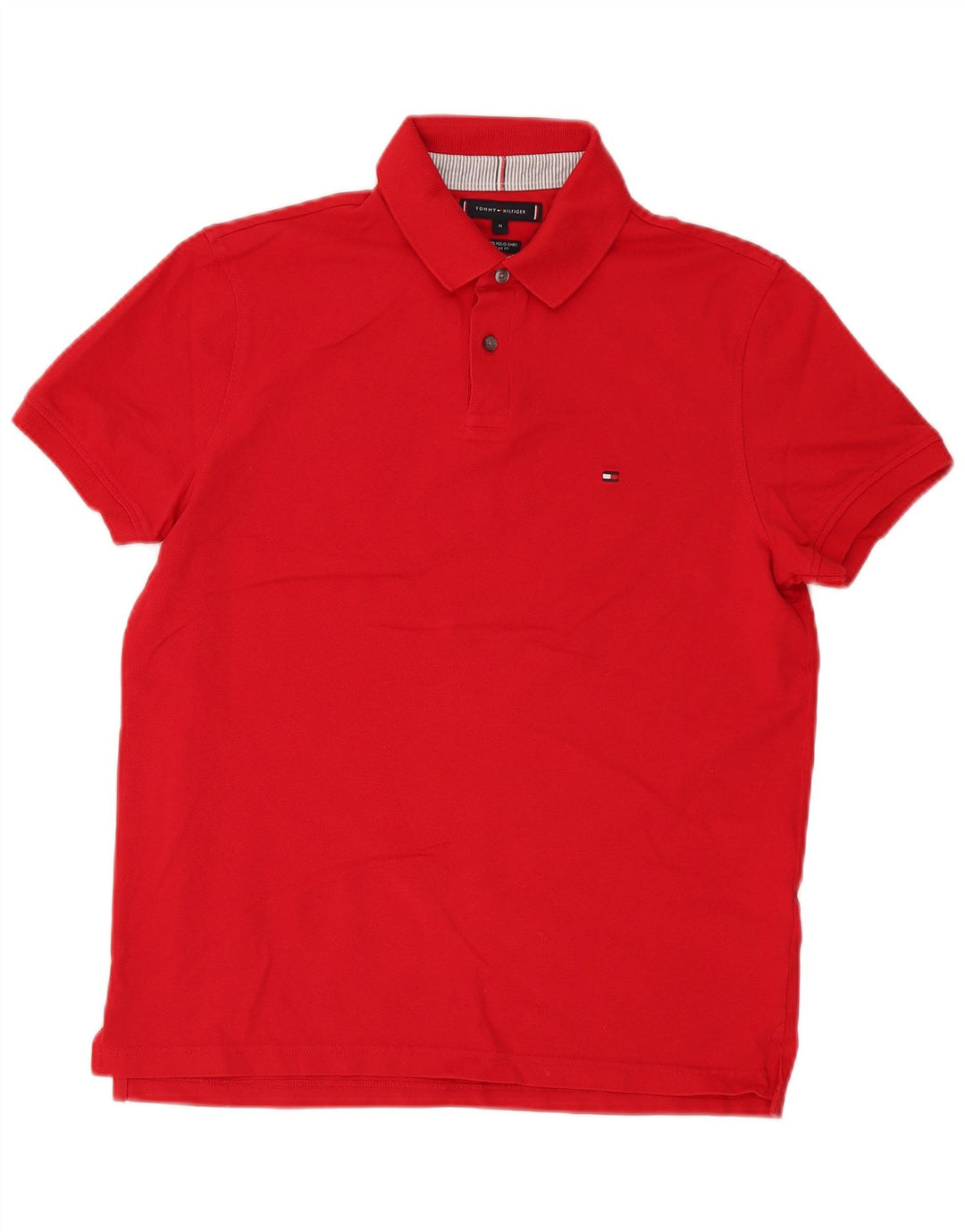 Tommy Hilfiger Mens Regular Fit Polo Shirt Medium Red Cotton