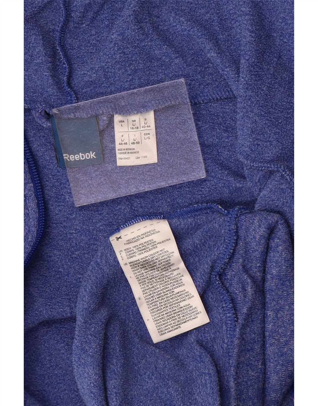 REEBOK Womens Zip Hoodie Sweater UK 16/18 Large Blue Polyester