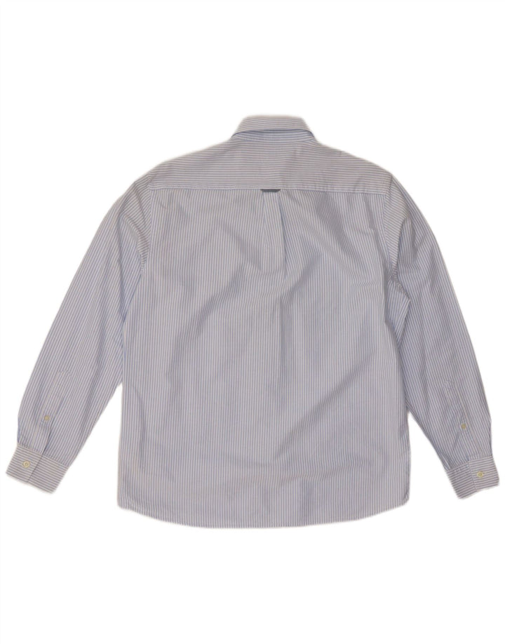 JAEGER Mens Shirt Large Blue Pinstripe Cotton