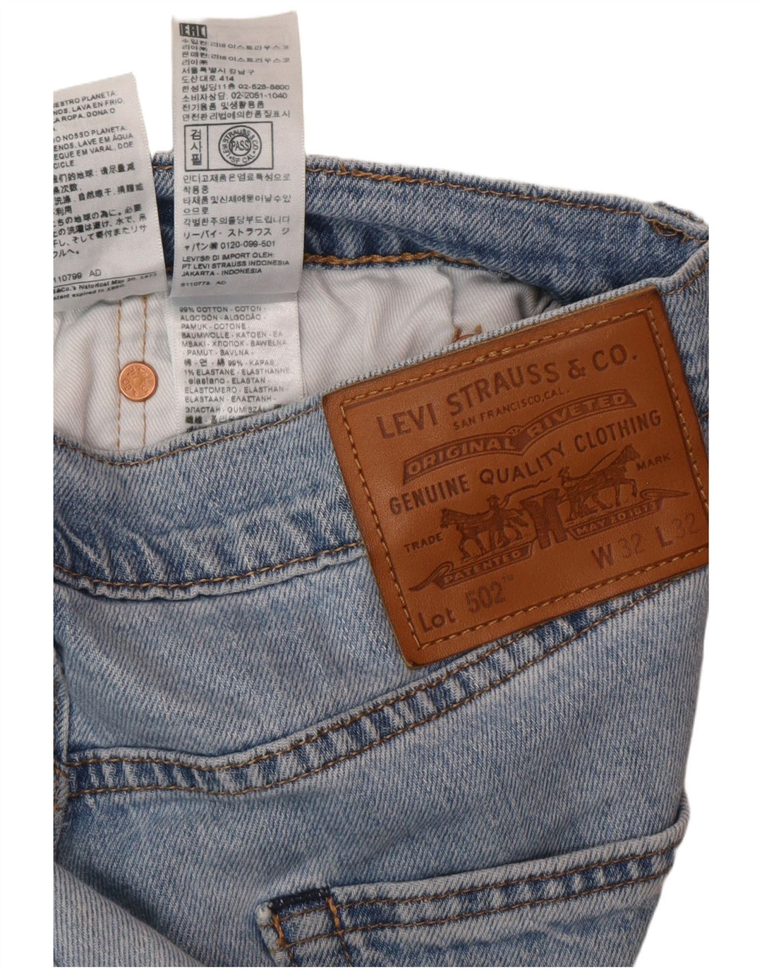 Levi's Mens 502 Tapered Jeans W32 L32 Blue Cotton