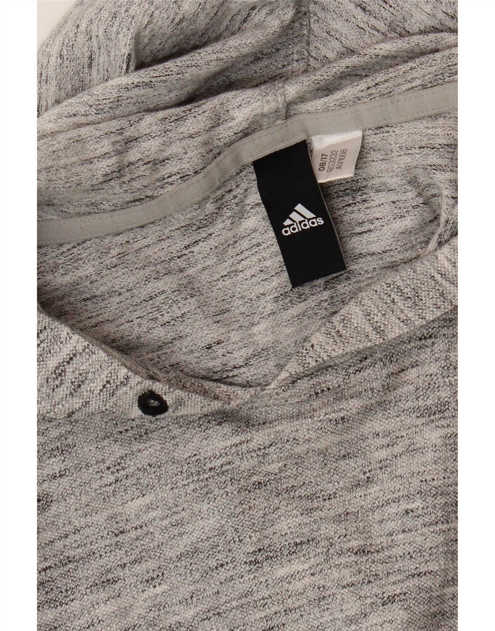 Adidas Mens Hooded Top Long Sleeve Small Grey Flecked