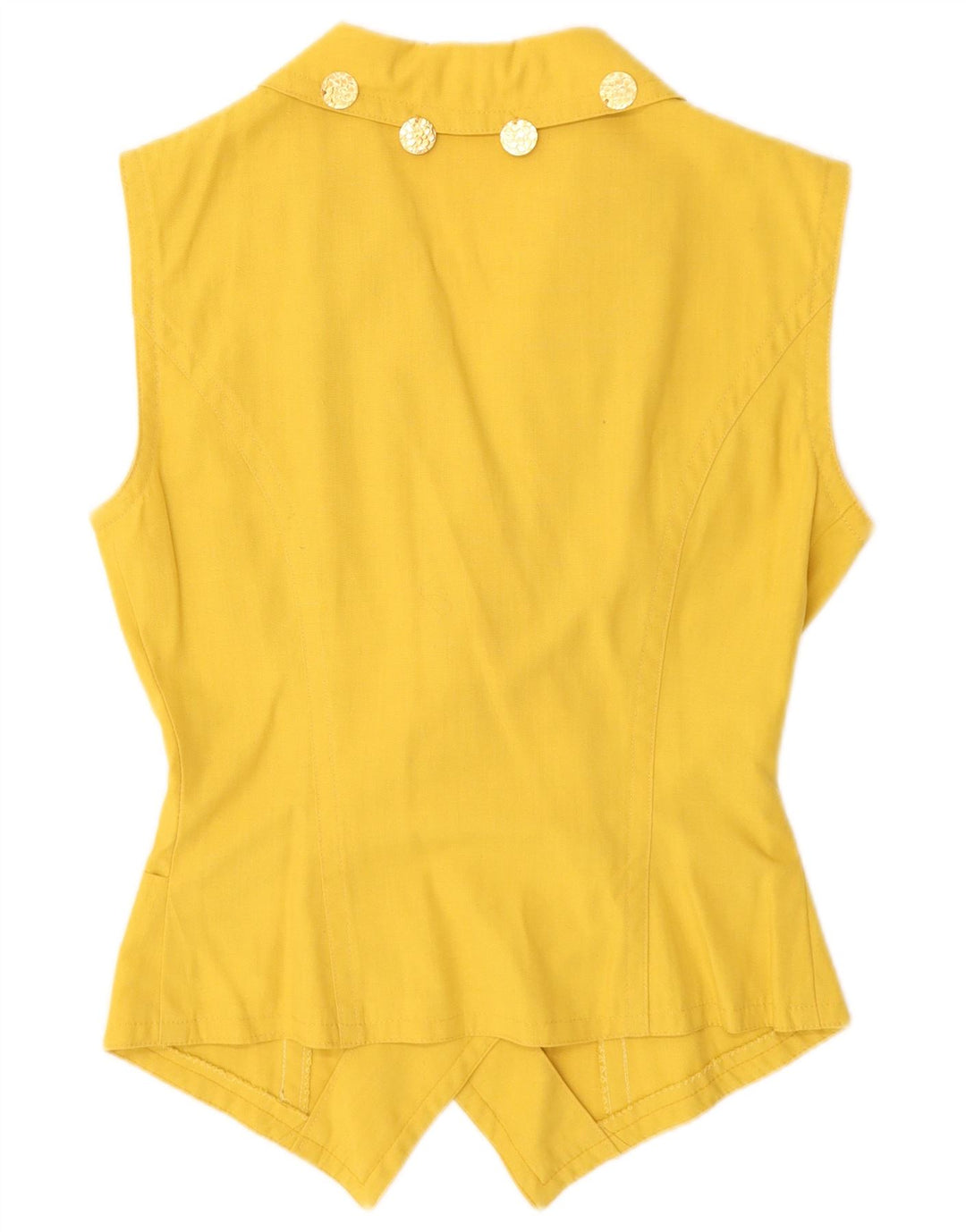 Vintage Womens Double Breasted Waistcoat UK 12 Medium Yellow