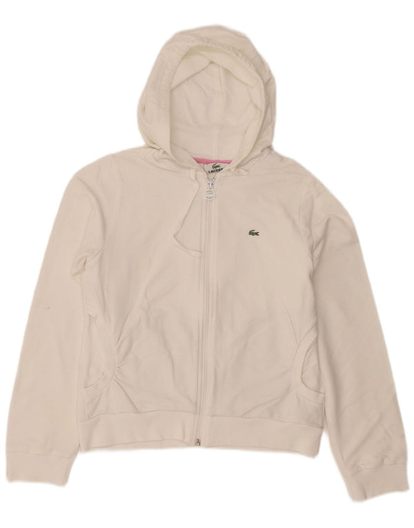 Lacoste Womens Zip Hoodie Sweater Size 40 Medium White Cotton