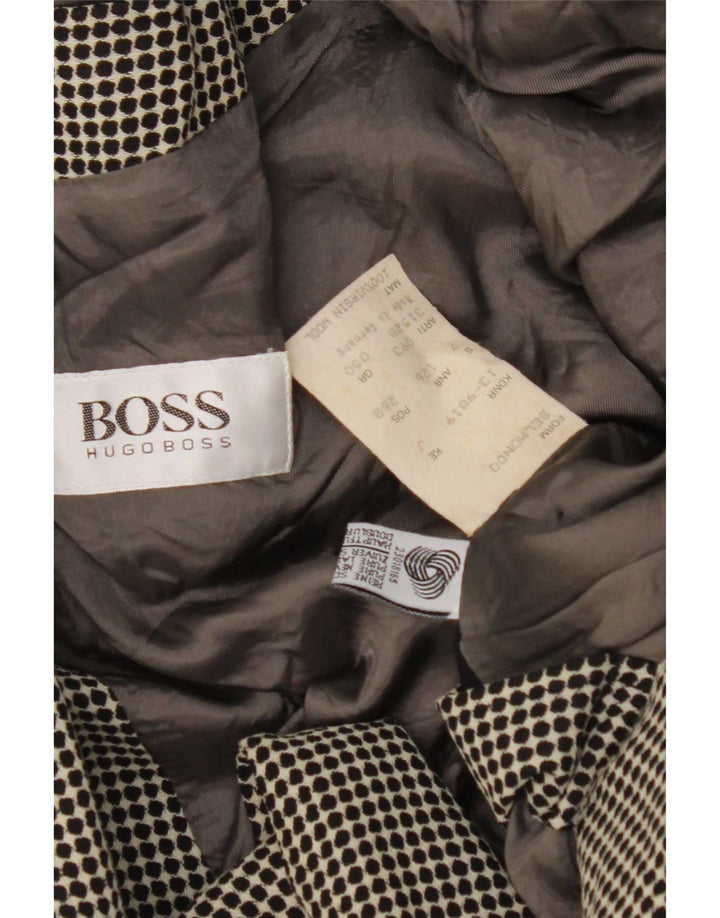 Hugo Boss Womens Double Breasted Blazer Jacket IT 50 XL Grey Spotted