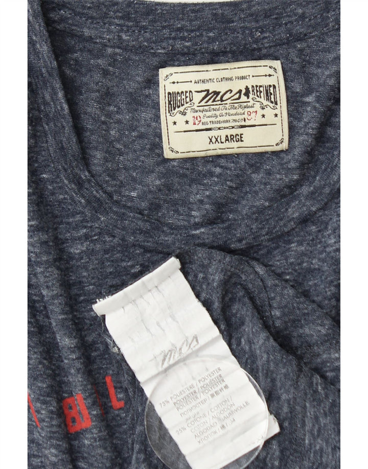 Marlboro Classics Mens Graphic T-Shirt Top 2XL Navy Blue Flecked Polyester