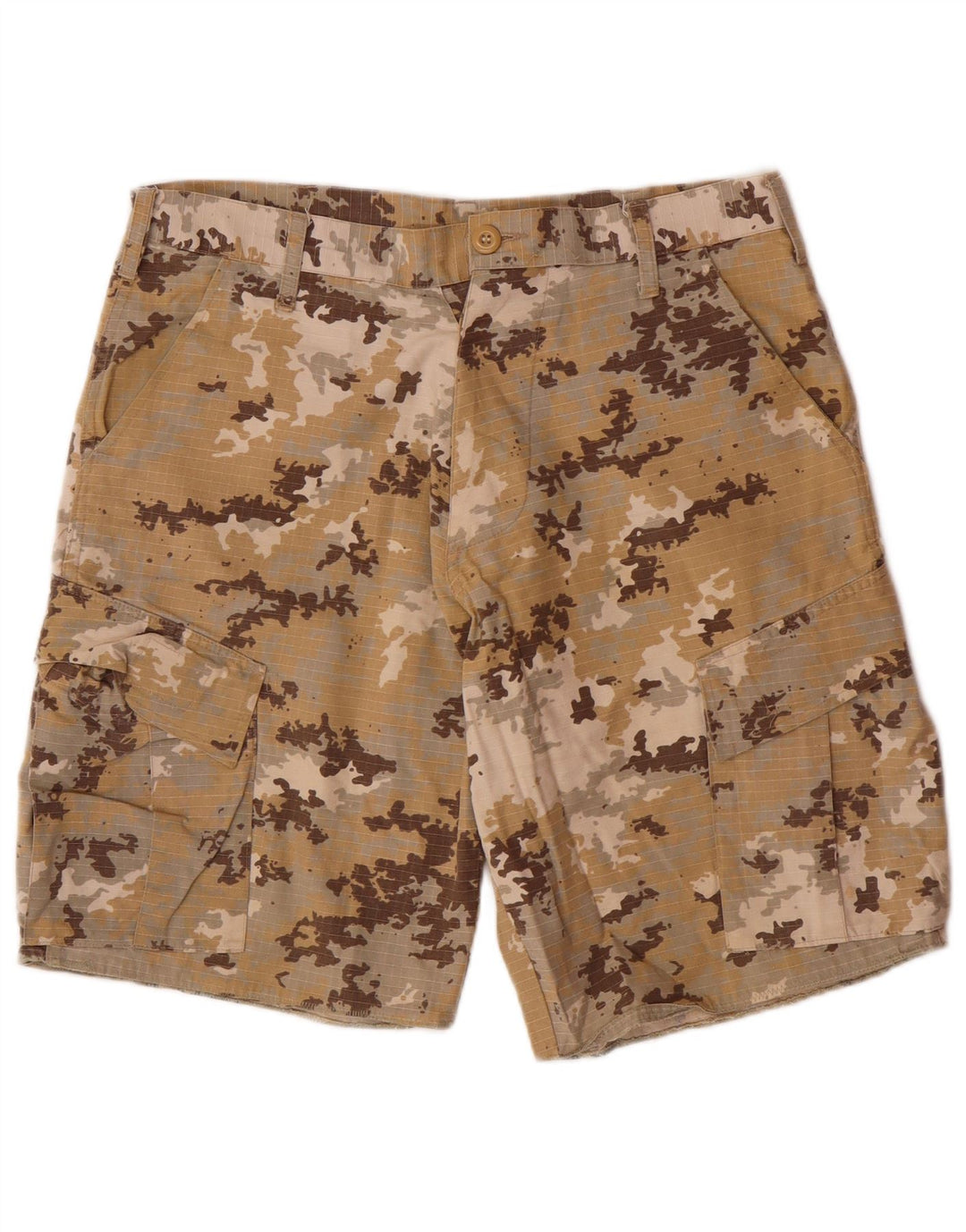 VINTAGE Mens Regular Cargo Shorts Medium W32  Beige Camouflage Cotton