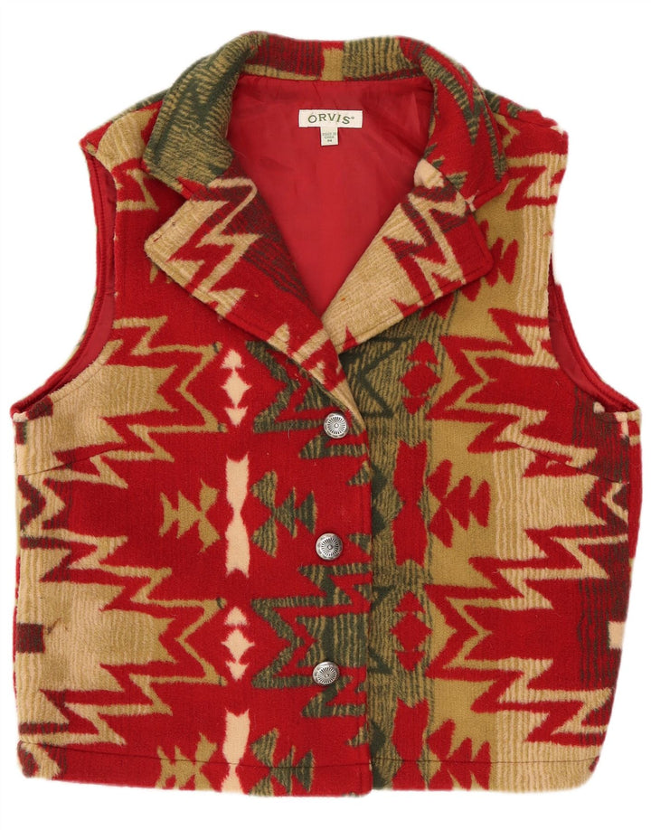 Orvis Womens Gilet UK 14 Medium Red Geometric
