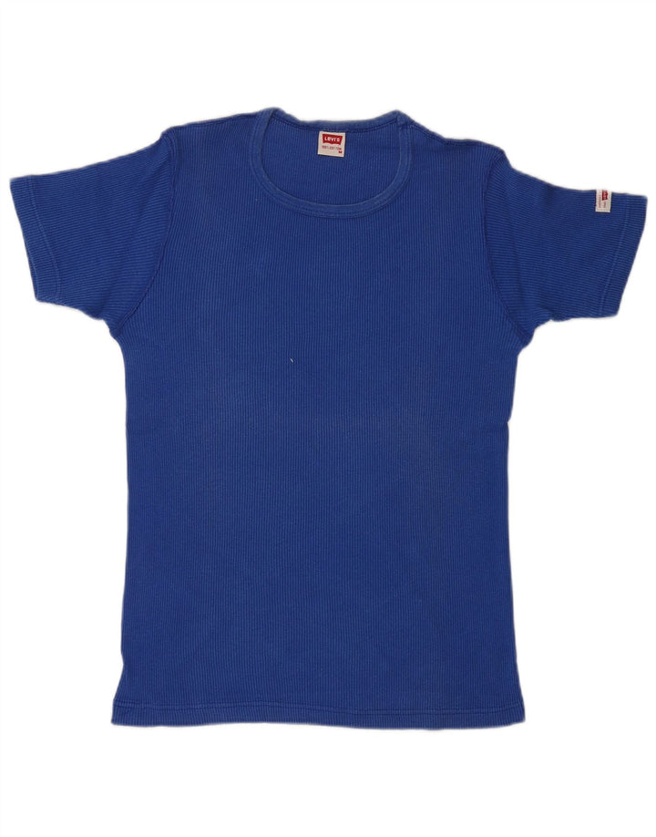 LEVI'S Womens T-Shirt Top UK 12 Medium Blue Cotton