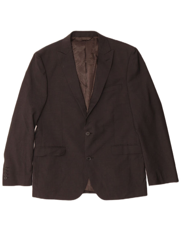 Dkny Mens Slim Fit 2 Button Blazer Jacket UK 40 Large Brown Wool