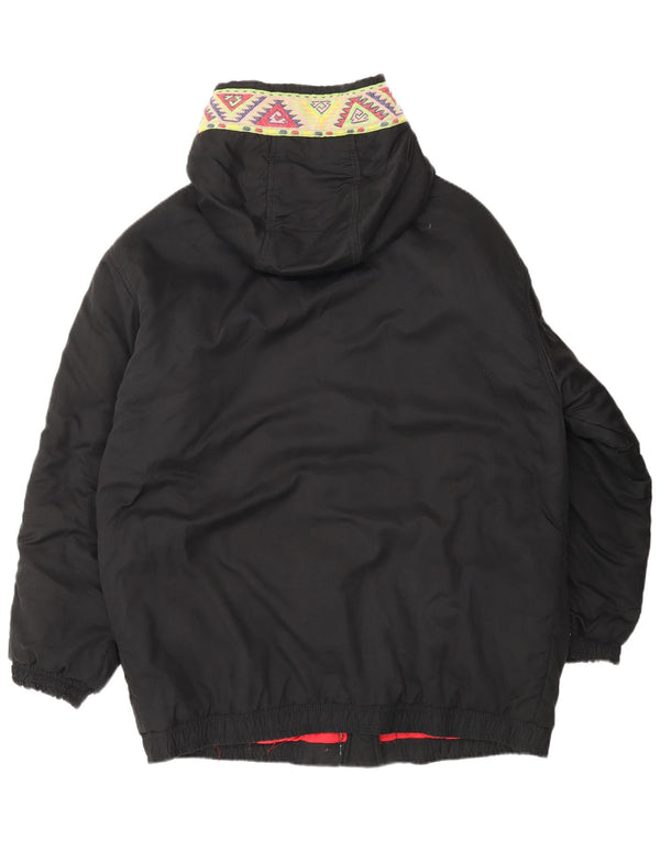 Valentino Mens Hooded Windbreaker Jacket US 42 XL Black Geometric Polyester