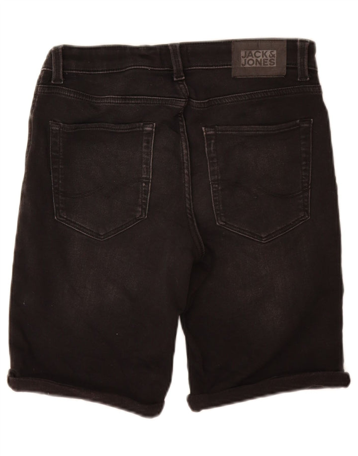 JACK & JONES Boys Regular Denim Shorts 13-14 Years W26 Black Cotton