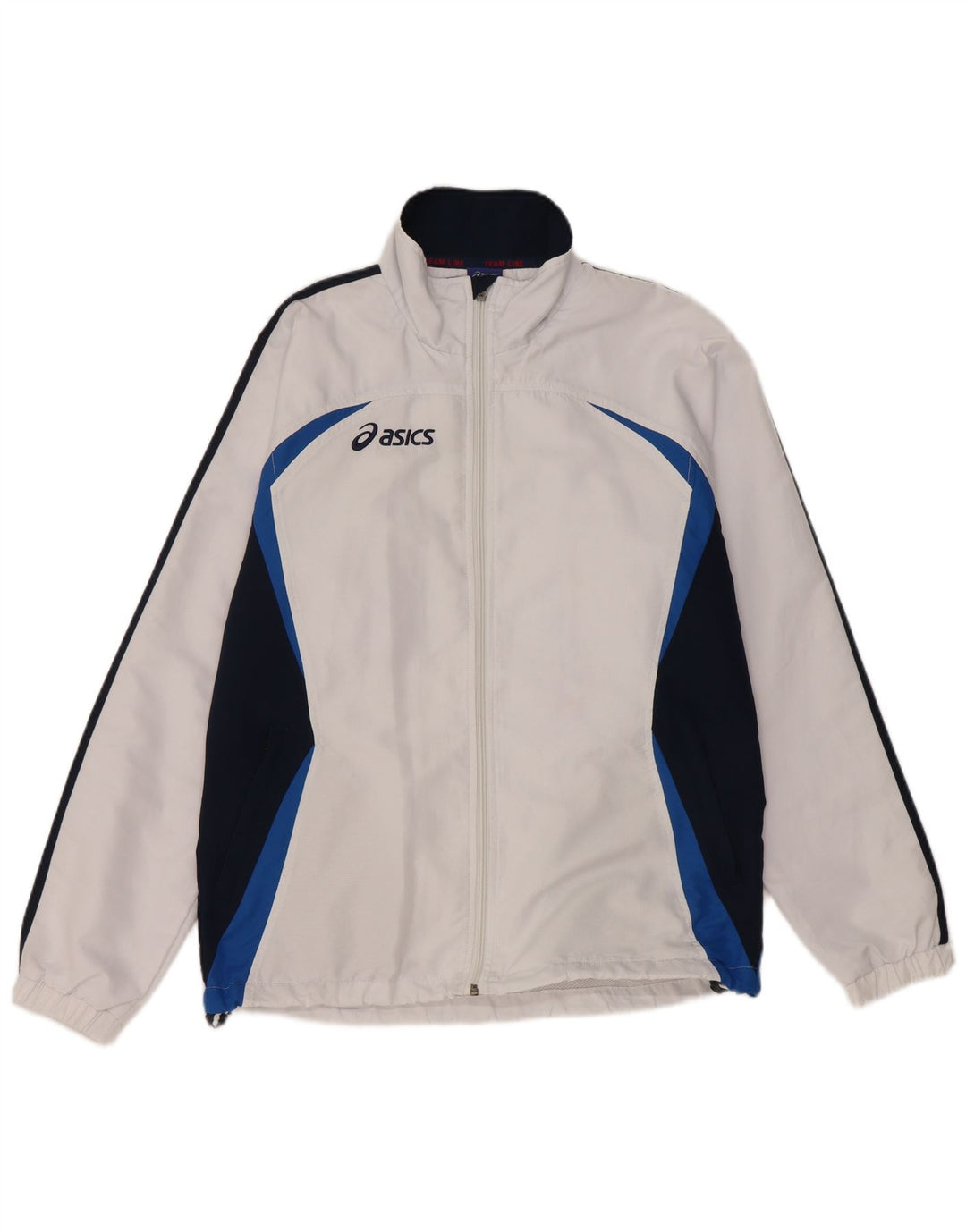 ASICS Mens Tracksuit Top Jacket Medium White Colourblock Polyester