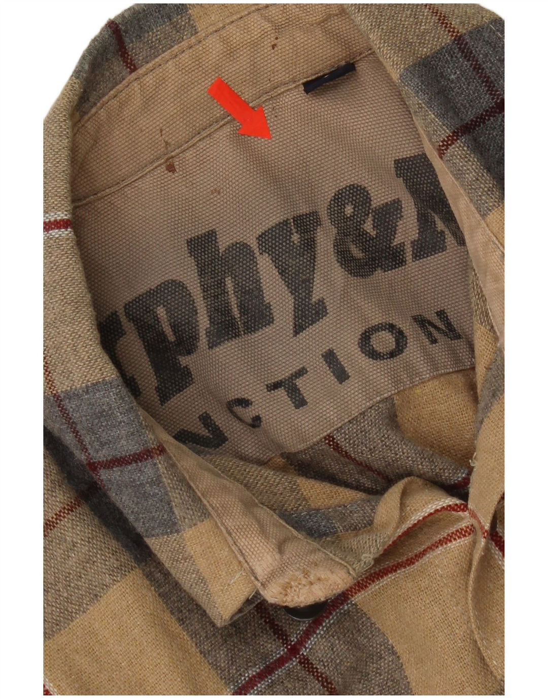 Murphy & Nye Mens Flannel Shirt Small Beige Plaid Acrylic