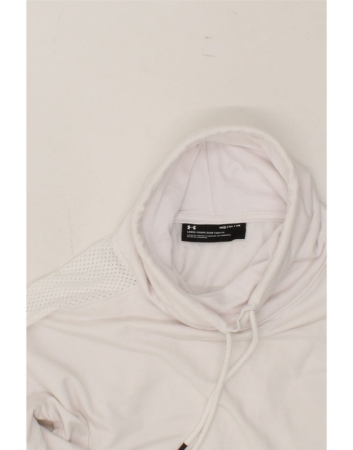 UNDER ARMOUR Womens Roll Neck Sweatshirt Jumper UK 14 Medium White Cotton Vintage Under Armour and Second-Hand Under Armour from Messina Hembry 