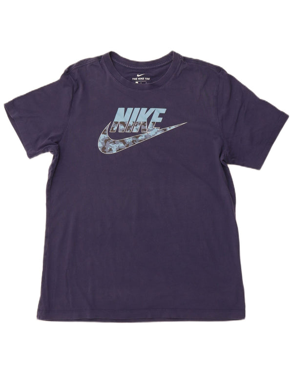 NIKE Mens Graphic T-Shirt Top Large Navy Blue Cotton