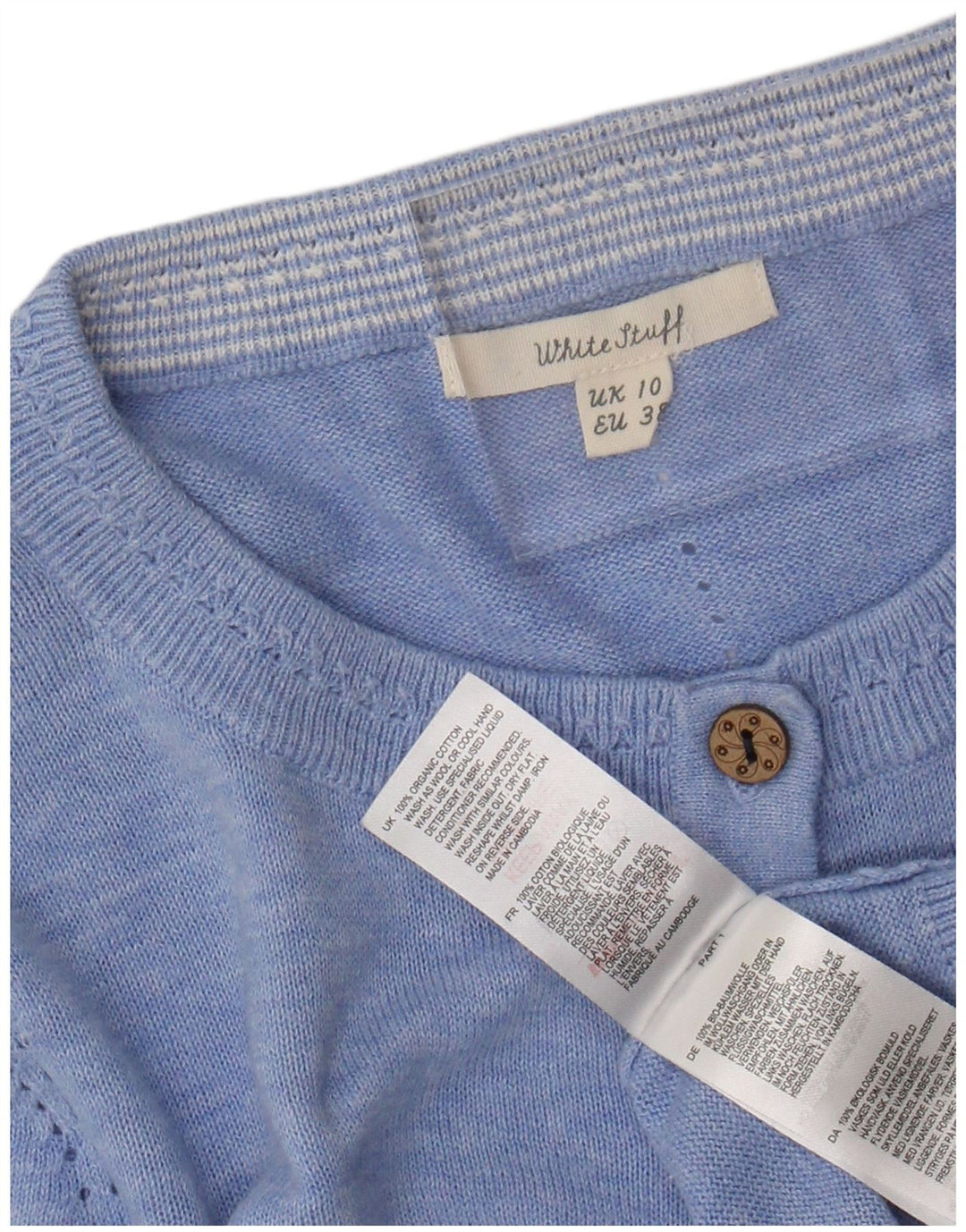 WHITE STUFF Womens Cardigan Sweater UK 10 Small Blue Flecked Cotton