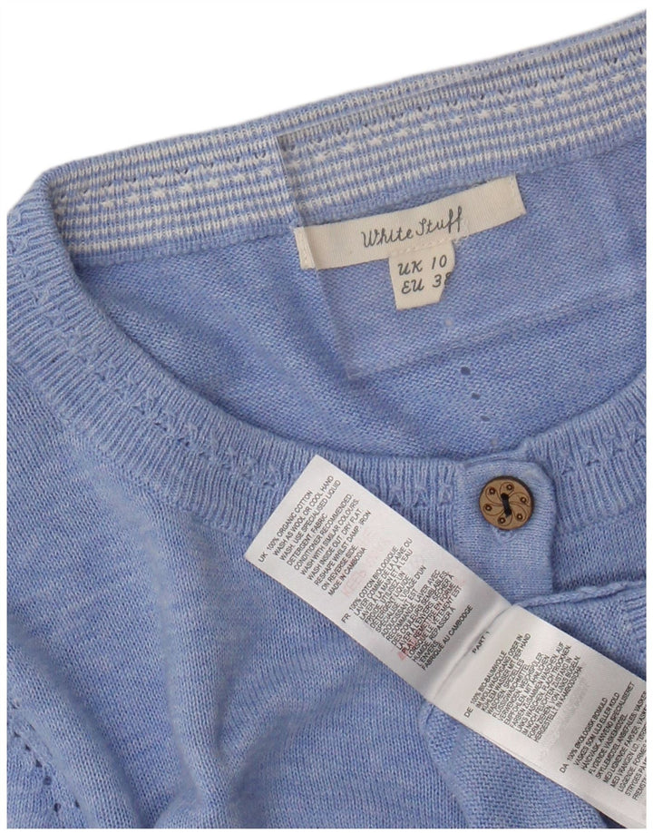 WHITE STUFF Womens Cardigan Sweater UK 10 Small Blue Flecked Cotton