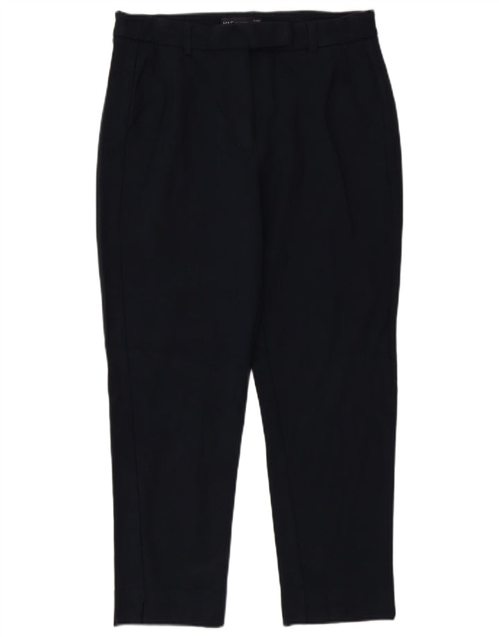 Marks & Spencer Womens Cropped Trousers UK 12 Medium W30 L25 Navy Blue