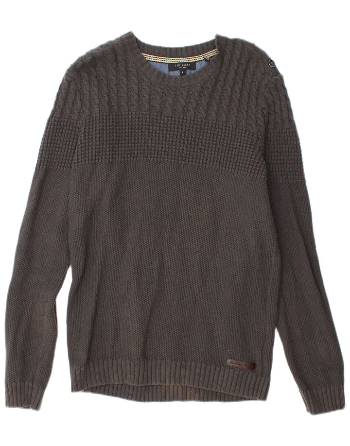 Ted Baker Womens Boat Neck Jumper Sweater Size 4 Large Grey Cotton