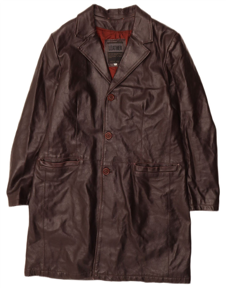 METROPOLITAN Mens Leather Coat IT 50 Large Brown Leather