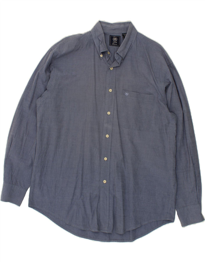 IZOD Mens Shirt Large Navy Blue Cotton Vintage Izod and Second-Hand Izod from Messina Hembry 