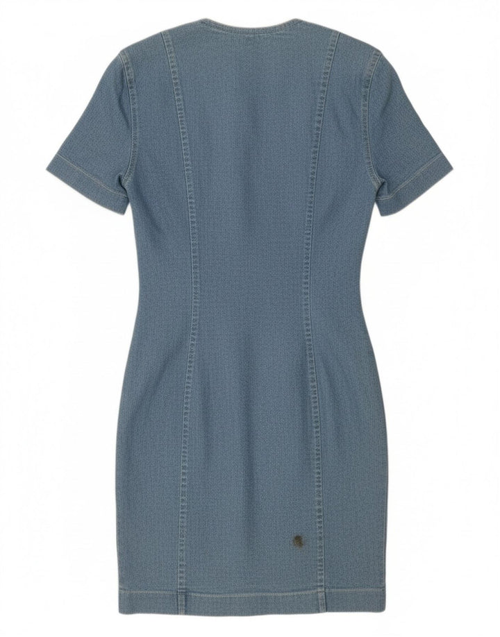 VINTAGE Womens Denim Dress IT 42 Medium Blue Cotton