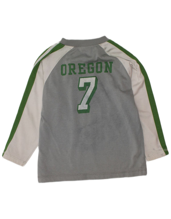 NIKE Boys Oregon Graphic Top Long Sleeve 5-6 Years Medium Grey Colourblock